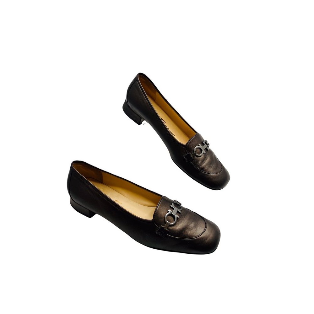 Salvatore Ferragamo School Espresso Napa Calf Leather S.F. Logo Hardware 9.5AA - Picture 11 of 11